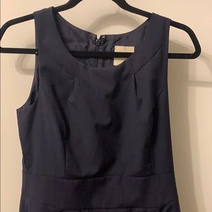 Knee length pinstripe navy dress